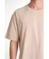 Unisex Düz Biskilet Yaka Oversize T-shirt - Bej
