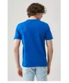 Unisex Düz Biskilet Yaka Oversize T-shirt - Mavi