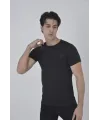 Unisex Göğüs File Aksesuarlı T-shirt - Siyah