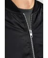 Unisex İçi Astarlı Düz Bomber Ceket - Siyah