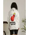 Unisex Kapşonlu Baskılı Sweetshirt - Beyaz