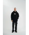 Unisex Kapşonlu Uzun Kol Patchli Nakışlı SweatShirt - Siyah