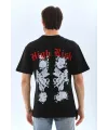 Unisex Oversize Baskılı Bisiklet Yaka T-Shirt - Siyah