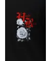 Unisex Oversize Baskılı Bisiklet Yaka T-Shirt - Siyah