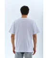 Unisex Oversize Düz Bisiklet Yaka T-Shirt - Beyaz