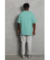 Unisex Oversize Düz Bisiklet Yaka T-Shirt - Mint Yeşili