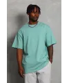 Unisex Oversize Düz Bisiklet Yaka T-Shirt - Mint Yeşili