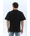 Unisex Oversize Düz Bisiklet Yaka T-Shirt - Siyah