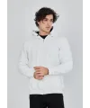 Unisex Tam Fermuarlı Kapşonlu  SweatShirt - Beyaz