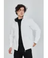 Unisex Tam Fermuarlı Kapşonlu  SweatShirt - Beyaz