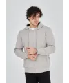 Unisex Tam Fermuarlı Kapşonlu  SweatShirt - Boyalı Gri