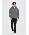 Unisex Tam Fermuarlı Kapşonlu  SweatShirt - Füme