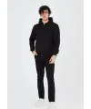 Unisex Tam Fermuarlı Kapşonlu  SweatShirt - Siyah