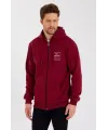 Unisex Tam Fermuarlı Kapşonlu Özel Tasarım SweatShirt - Bordo