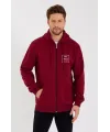 Unisex Tam Fermuarlı Kapşonlu Özel Tasarım SweatShirt - Bordo