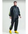 Unisex Tam Kalıp Motorcu Kurye Su Gecirmez Yağmurluk Takım - Siyah