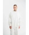 Unisex Uzun Kol Bisiklet Yaka Yıkamalı SweatShirt - Beyaz