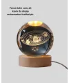 Usb Bağlantılı Işıklı Kristal Küre Modern Ahşap Tabanlı Dekor
