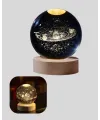 Usb Bağlantılı Işıklı Kristal Küre Modern Ahşap Tabanlı Dekor
