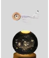 Usb Bağlantılı Işıklı Kristal Küre Modern Ahşap Tabanlı Dekor
