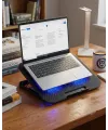 Usb Girişli Laptop Soğutma Standı Çift Fan Mavi Işıklı Notebook Soğutucu