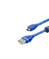 USB Mini V3/5Pin to USB Kablo 1.5 m - Şeffaf Mavi HDX5065