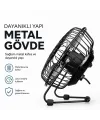 Usb Şarjlı - Metal Gövde 14.5x7.5x15cm Mini Masaüstü Fan - Vantilatör Efn-482