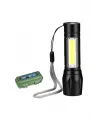 Usb Şarjlı Zoomlu Mini El Feneri 3 Mod Yan Cob Led Çakar Q5 Güçlü Işık Kutulu