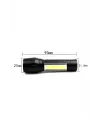 Usb Şarjlı Zoomlu Mini El Feneri Q5 Güçlü Işık Yan Cob Led Sos Mod Kutulu Şarj Kablolu Set