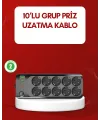 Usb Type-c Destekli 10’lu Grup Priz Termal Korumalı 2m Kablo 2500w