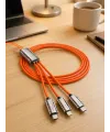 Usb Type-c, Lightning Ve Micro Usb Uyumlu 3ü 1 Arada Hızlı Şarj Kablosu