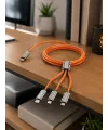 Usb Type-c, Lightning Ve Micro Usb Uyumlu 3ü 1 Arada Hızlı Şarj Kablosu