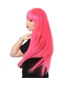 Uzun Kahküllü Fiber Sentetik Peruk - Neon Pembe