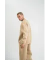 Uzun Kol Bisiklet Yaka Basic SweatShirt - Bej