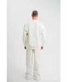 Uzun Kol Bisiklet Yaka Basic SweatShirt - Beyaz