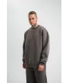 Uzun Kol Bisiklet Yaka Basic SweatShirt - Füme