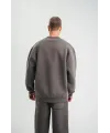 Uzun Kol Bisiklet Yaka Basic SweatShirt - Füme