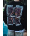 Uzun Kol Bisiklet Yaka Ön Ve Arka Baskılı SweatShirt - Siyah