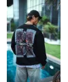 Uzun Kol Bisiklet Yaka Ön Ve Arka Baskılı SweatShirt - Siyah