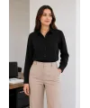 Uzun Kol Gömlek Düğmeli Klasik Yaka Günlük Ve Ofis Şıklığına Uygun - Siyah