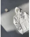 Uzun Kol Kapşonlu Baskılı SweatShirt - Beyaz