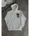 Uzun Kol Kapşonlu Ön Ve Arka Baskılı SweatShirt - Beyaz
