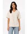 V Yaka Basic Tişört Kısa Kol Yazlık Regular Fit T-Shirt - Bej