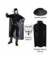 Vendetta Kostüm Seti – Şapka Maske Pelerin (120 cm)