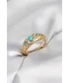 Vintage Model Mavi Taşlı Gold Renk Kadın Yüzük
