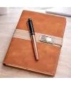 Vip Deri Defter Ve Metal Bakır Roller Kalem Seti