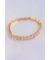 ietaks™ Vip Seri Pirinç Pembe Zirkon Taşlı Gold Renk Baget Model Bileklik