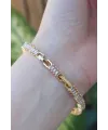 ietaks™ Vip Seri Pirinç Pembe Zirkon Taşlı Gold Renk Baget Model Bileklik