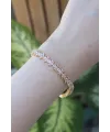 ietaks™ Vip Seri Pirinç Pembe Zirkon Taşlı Gold Renk Baget Model Bileklik