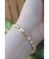 ietaks™ Vip Seri Pirinç Zirkon Taşlı Gold Renk Damla Model Bileklik
